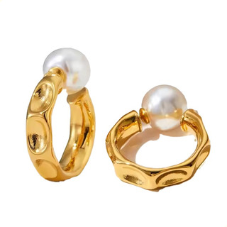 Aretes Acero Inoxidable Mujer Arracadas Perla Chapa Oro Aretes Acero Inoxidable Mujer Arracadas Perla Chapa Oro