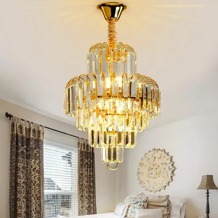 Lustre De Cristal De 30cm Para Sala De Jantar E Corredor 110-220v Dourado-3 Cores