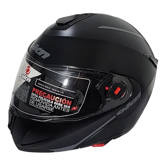 Casco Rebatible Negro Mate Okn-10 Doble Visor