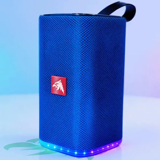 Caixa De Som Soundbox Bluetooth Multimidia Cartão Sd Rádio Fm Usb Led Rgb Pholex Azul