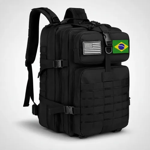 Mochila Tática Shop Ikari Militar 50L Preto Impermeável Oxford