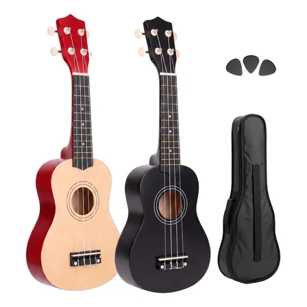 Ukulele Soprano 21 Concert Acústico Com Capa E 3 Palhetas Preto