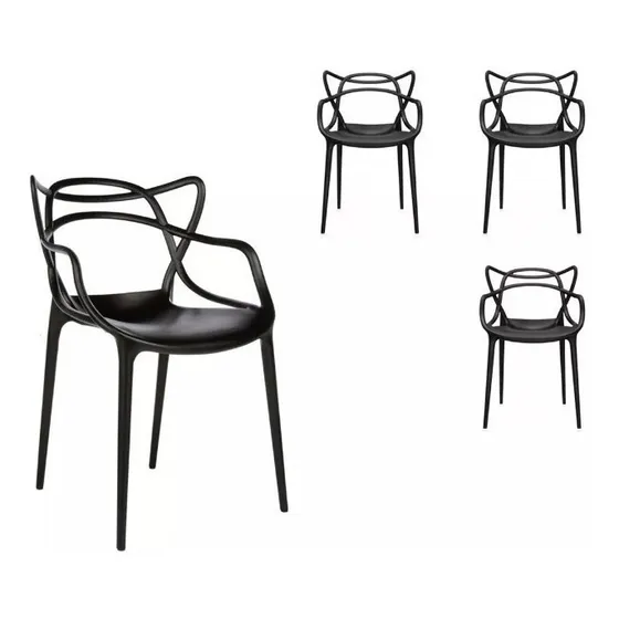 Sillas Master X4 Reforzadas Exterior Apilable Full Baires4 Cantidad de sillas por set 4 Color de la estructura de la silla Negro