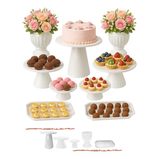 Kit Boleiras Bandejas E Vasos Para Mesa Festa Confeitaria Kit Boleiras Bandejas E Vasos Para Mesa Festa Confeitaria