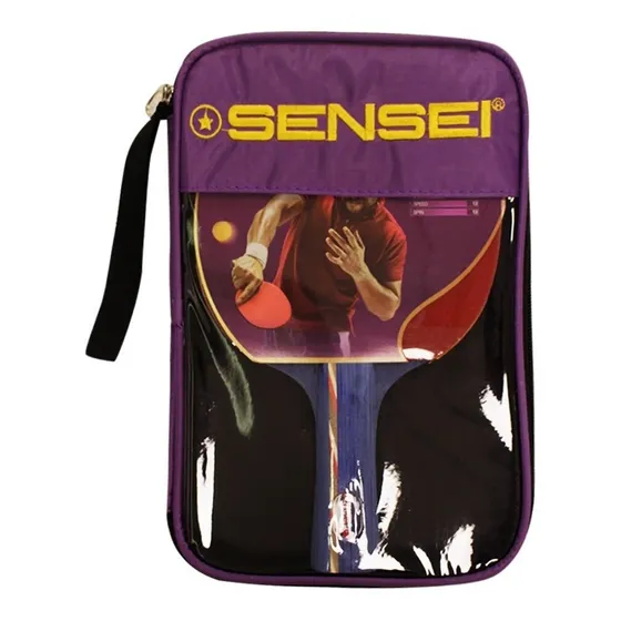 Paleta Ping Pong Tenis Mesa Sensei 6 Estrellas Color Rojo/Negro