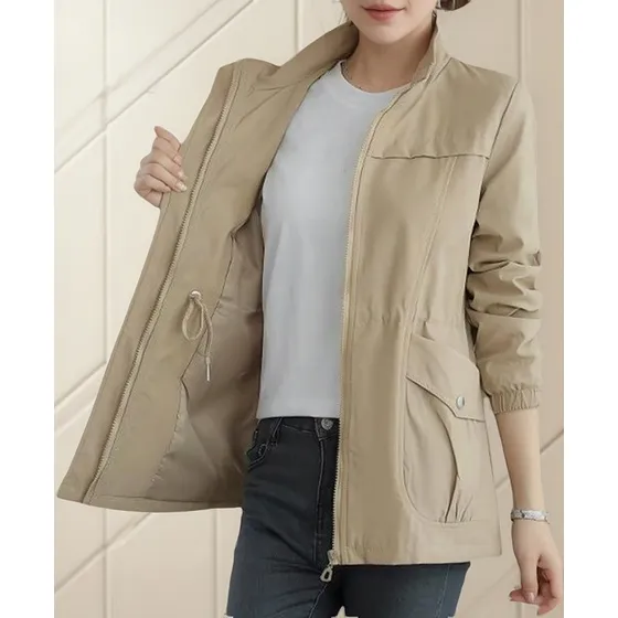 Gabardina Doble Capa Mujer Chaqueta Delgado Informal Otoño