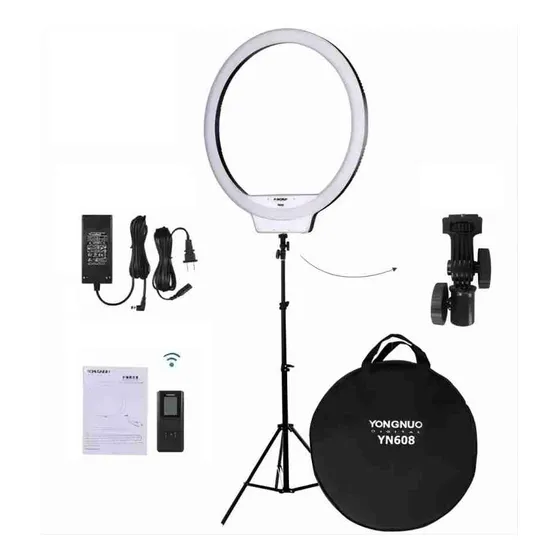 Led Ring Light Yongnuo Yn608 Origiral + Fonte + Tripé 2m