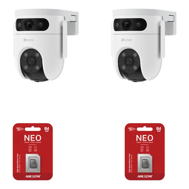 Domo Pt Ezviz H9c Doble Lente Pack X 2u Micro Sd 64gb