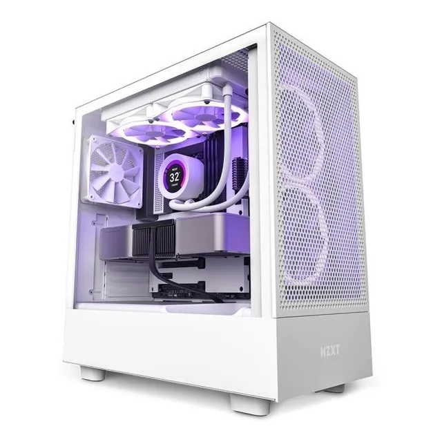 Gabinete para jugadores Nzxt H5 Flow de vidrio blanco - CC-H51fw-01