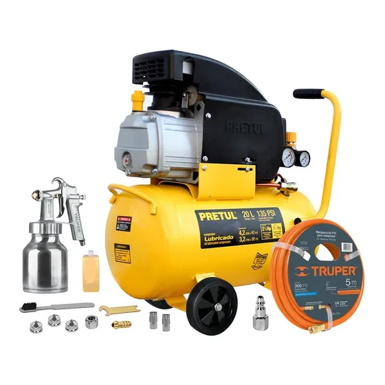 Kit Compresor 2.5 Hp 20 L Y Pistola Aluminio 1 L Truper