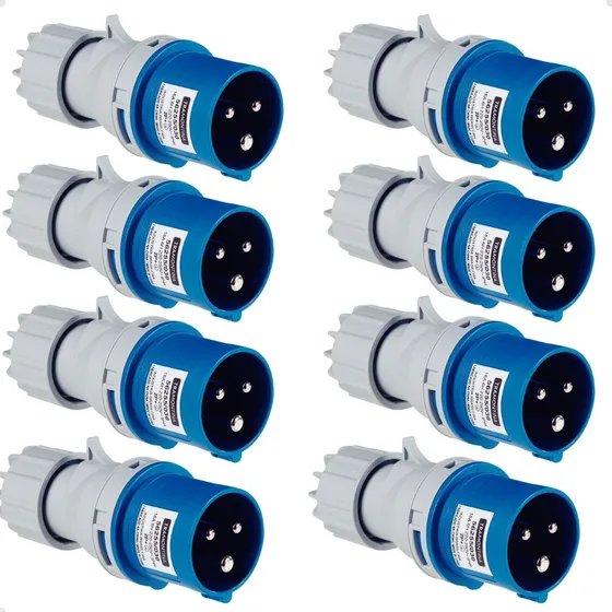 8pc Plug Industrial 2p+t 16a Azul 6h 220/250v Ip44