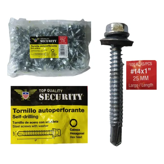 Tornillo Autotaladrante Para Techo 14x1 Security 100 Ozas
