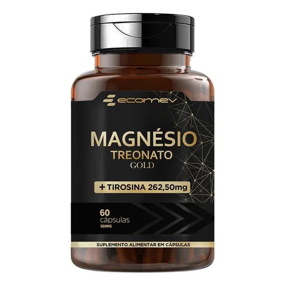 Magnesio Treonato + L Tirosina Puro Concentrado 500mg 60cp Sabor Sem Sabor Ecomev