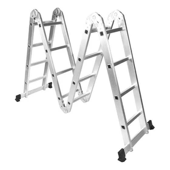Escalera Plegable Halten Multipropósito 16 Peldaños Color Plateado