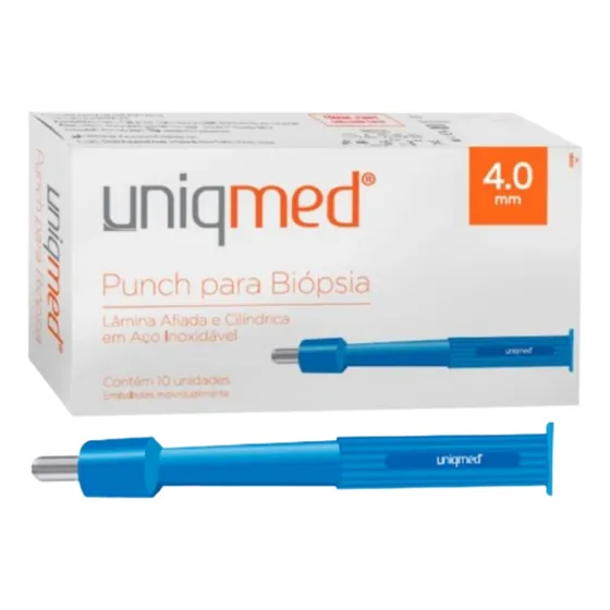Punch Para Biópsia Estéril 4 Mm Descartável Uniqmed 10 Unids