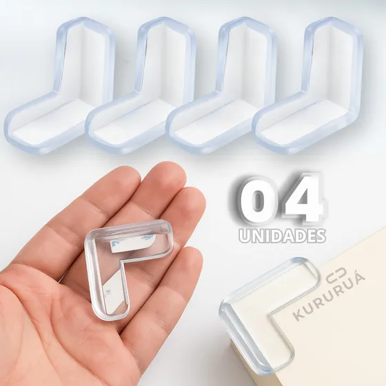 4 Peças Protetor Borda Canto Quina Mesa Vidro Cantoneira Bebê Cor Transparente Marca Kururuá
