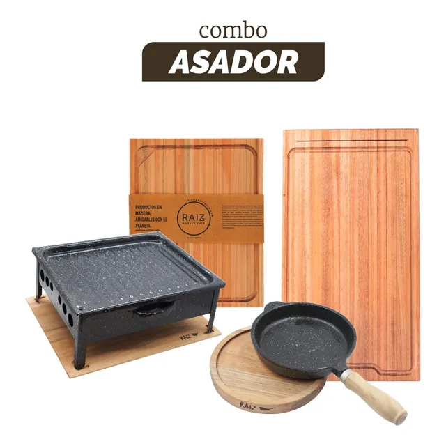 Combo Asador: Tablas De Asado + Brasero + Provoletera - Raiz