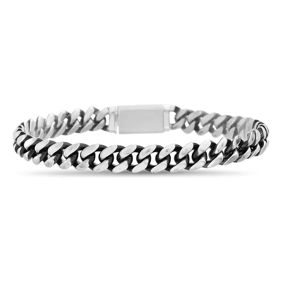 Pulsera De Cadena Curva De Acero Inoxidable Oxidado Nautica 