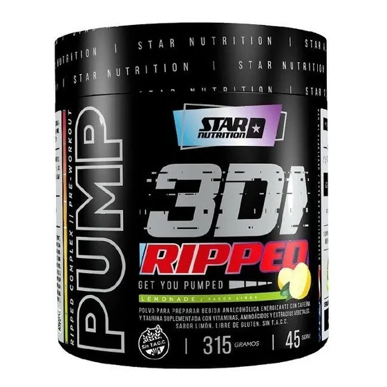 Pump 3d Ripped 315 Gr Star Nutrition Pre Entreno + Quemador 