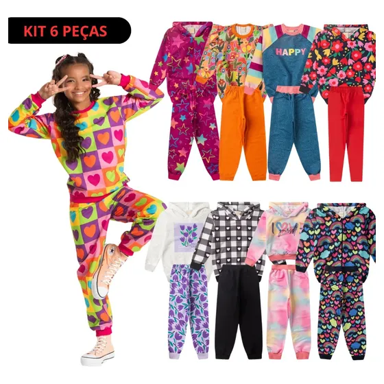 Kit Sortido 6 Peças De Roupas Infantis Menina Inverno