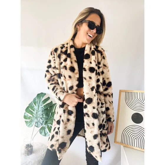 Tapado De Piel Animal Print Ursulla Mujer
