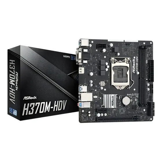 Motherboard ASRock H370M-HDV DDR4 LGA 1151 Intel H370 Micro ATX Negro | Cuotas sin interés
