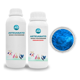 Resina Epóxi 300g + Pigmento Met Ag 10g Azul Céu Resina Epóxi 300g + Pigmento Met Ag 10g Azul Céu