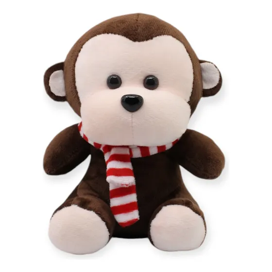 Chango De Peluche Café Bufanda Suave Juguete Animales 18cm
