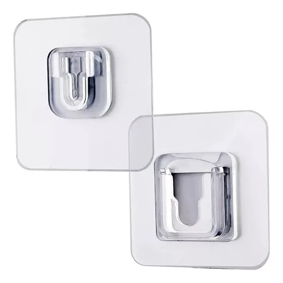 Gancho Pared Autoadhesivo Transparente 6x6cm Plastico 10pz