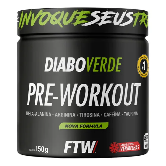Suplemento Em Pó Pre Treino Pre Workout Pote 150g Sabor Frutas Vermelhas FTW - DIABO VERDE