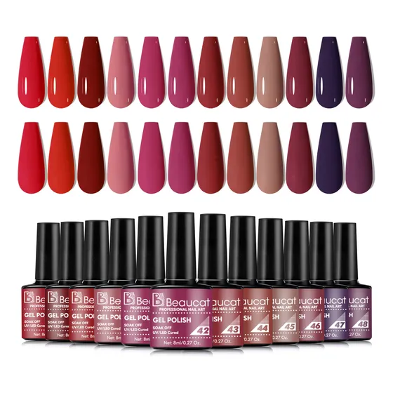 Gel Para Esmalte De Uñas Semipermanentes Beaucat (12 Kit De)