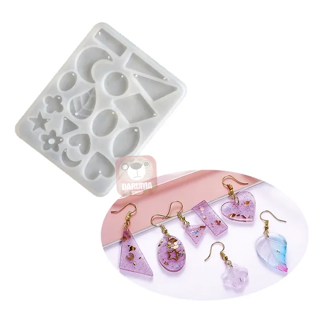 Molde Silicona 17 Figuras Dijes Aritos Joya Bijou Resina 