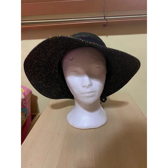 Sombrero Dama Negro Con Dorado Usado
