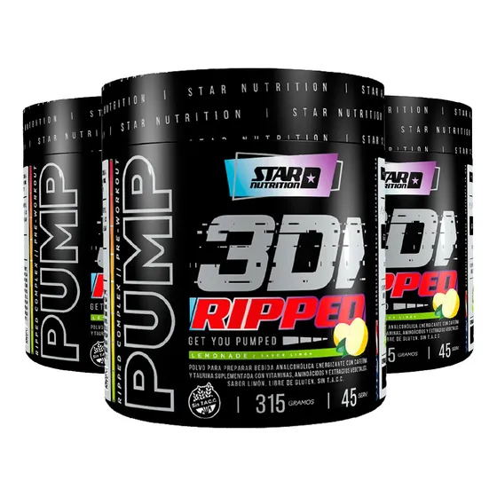 Star Nutrition Pump 3d Ripped 315 Gr X 3 Uni - Pre Entreno Sabor Lemonade