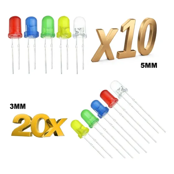  150 Und Combo Led 3mm Y 5mm Rojo Azul Blanco Verde Amarillo