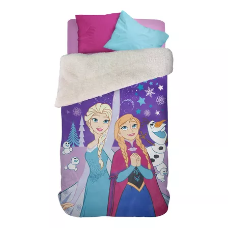 Frazada Piñata Infantil Corderito con diseño frozen stars rain de 220cm x 155cm