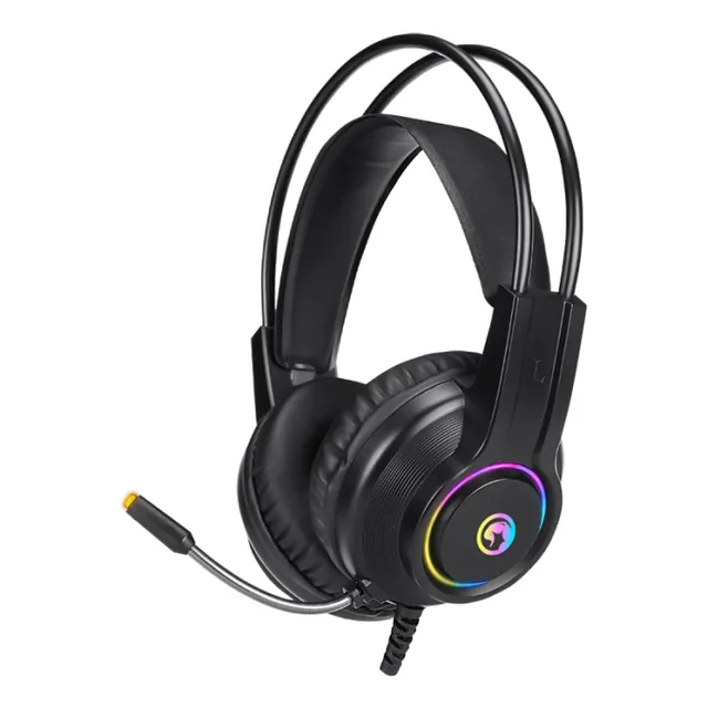 Audífonos Gaming Hg8935 Usb Para Pc Con Diadema Y Luz Led Color Negro