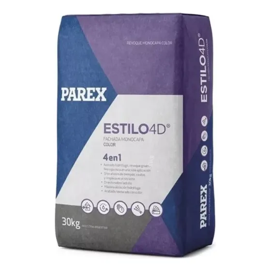 Parex Estilo 4d X 30 Kg Revoque Monocapa Hidrófugo