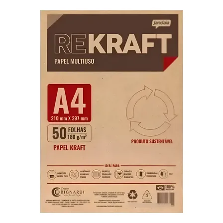Papel Kraft Para Impressão A4 180g 50 Fls Jandaia Marrom-claro