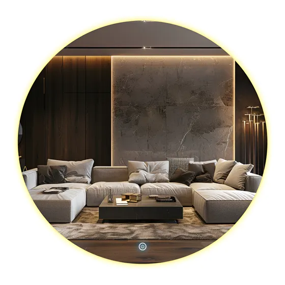 Espelho Led Redondo Lapidado 60cm Moderno Touch Screen