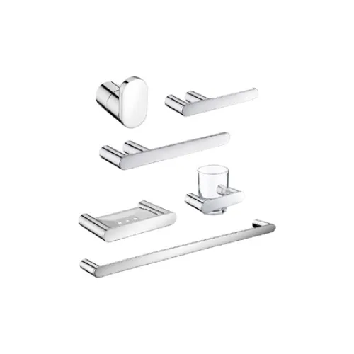 Juego Set Accesorios Baño Cromado 6 Piezas Toledo Acero.