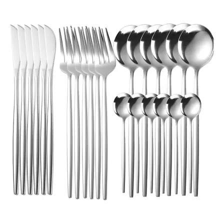 24pcs Conjunto De Talheres De Aço Luxo Inoxidável Prateado-24pcs