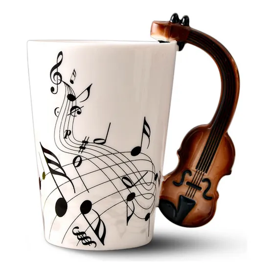2x Copo De Cerâmica Com Alça De Violino Free Spectrum, Café 
