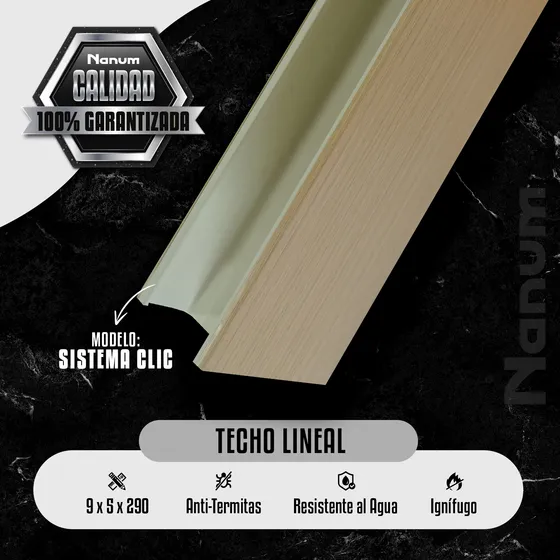 Techo Lineal De Pvc Tipo Machimbrado Nanum 9*5*300 Cm