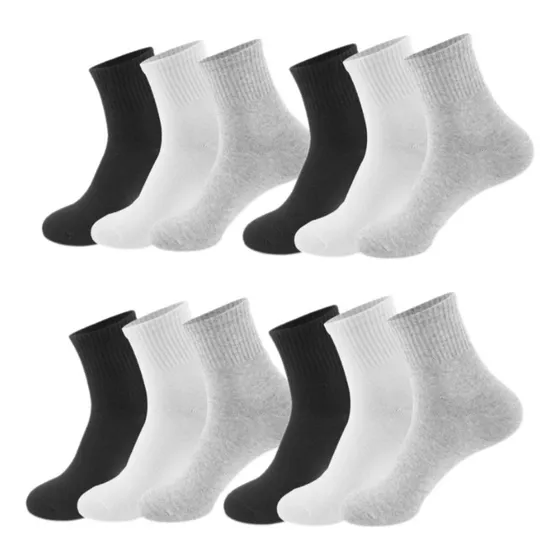 Pack 12 Calcetines Algodón Hombre Negro, Blanco Y Gris