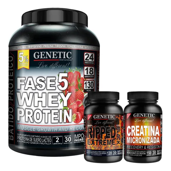 Músculos Definidos Proteína F5 Ripped Black Creatina Genetic