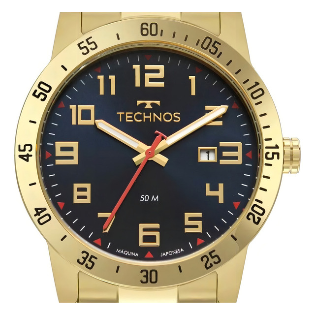 Relogio Technos Masculino Racer Dourado Visor Preto Relogio Technos Masculino Racer Dourado Visor Preto