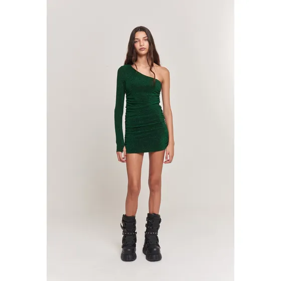 Vestido One Shoulder Long De Lurex Mujer 47 Street