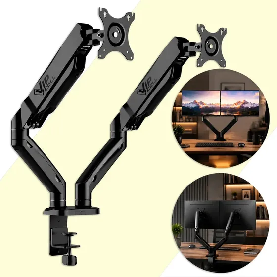 Suporte 2 Monitores Braço Articulado Duplo Até 32" Polegadas Mesa Pistão Gás Monitor Ajustável Verti