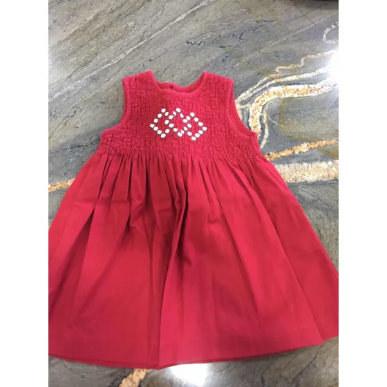 Vestido Epk Rojo Bebé 18 Meses Nido De Abeja (15)